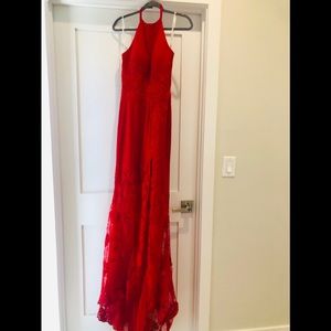 Long red beautiful gown